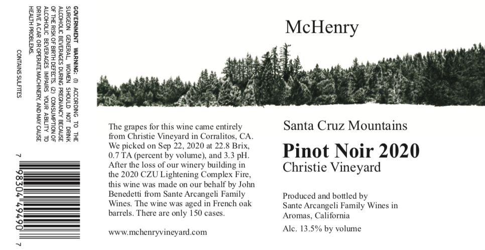 McHenry Vineyard 2021 Estate Label